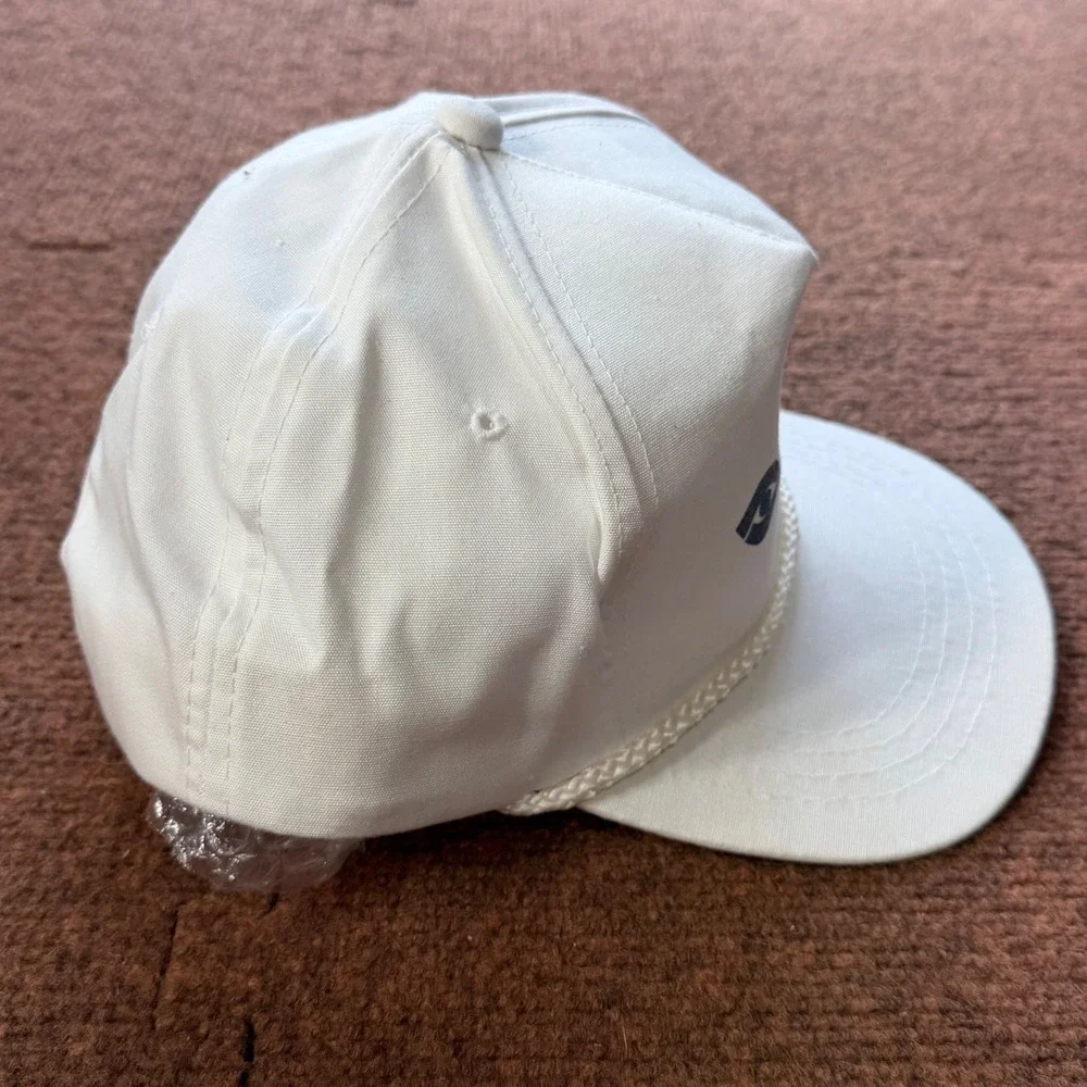 Vintage Yupoong Snapback Hat White Johnson Eye Institute Rope Trucker Cap Mens